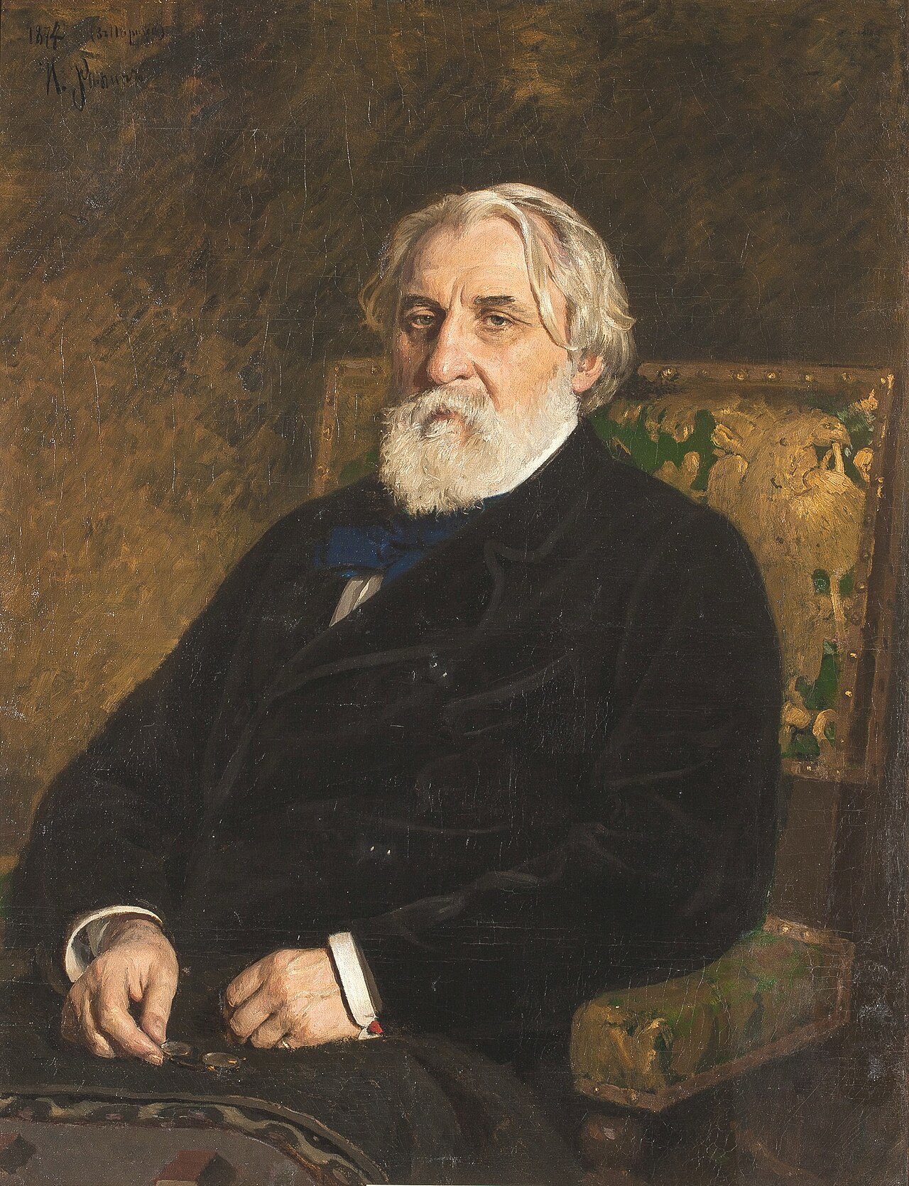 Илья Репин. Портрет И. С. Тургенева, 1874 год. К моменту написания портрета Тургенев уже жил в Париже как первый «европейский» русский писатель.